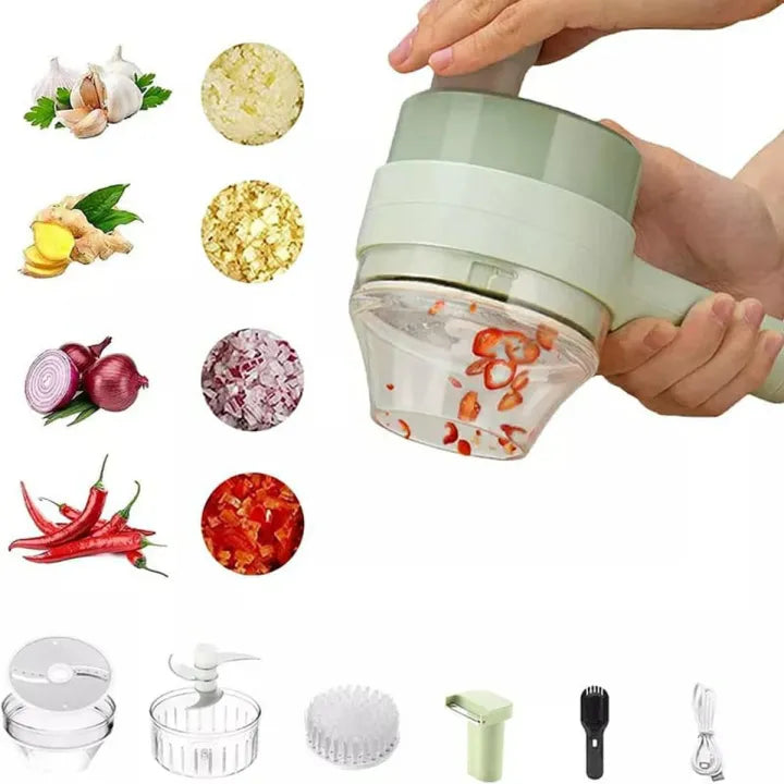 Electric Vegetable Chopper 4-in-1 – USB Rechargeable