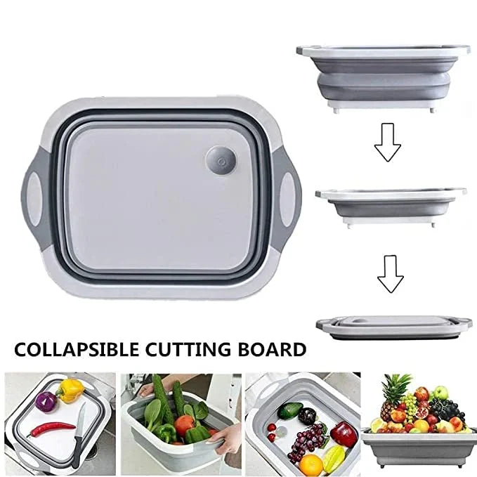 Foldable 6-in-1 Chopping Board – Built-In Strainer | Drain Funnel | Space Saving Kitchen Tool