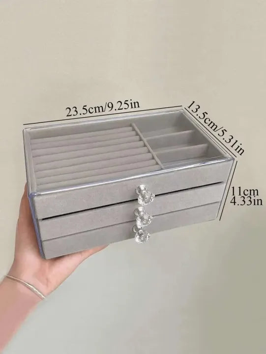 Transparent Acrylic Makeup & Jewelry Organizer – 3 Drawers | Clear Display | Vanity Storage Box