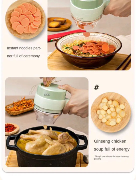 Electric Vegetable Chopper 4-in-1 – USB Rechargeable