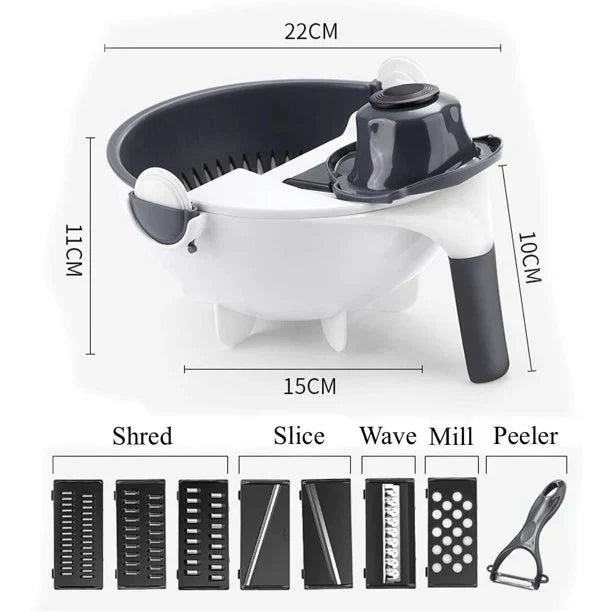 9-in-1 Magic Vegetable Slicer & Dicer | Drain Basket Included