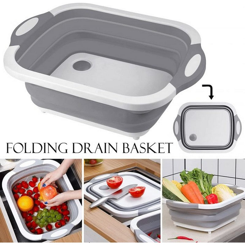 Foldable 6-in-1 Chopping Board – Built-In Strainer | Drain Funnel | Space Saving Kitchen Tool