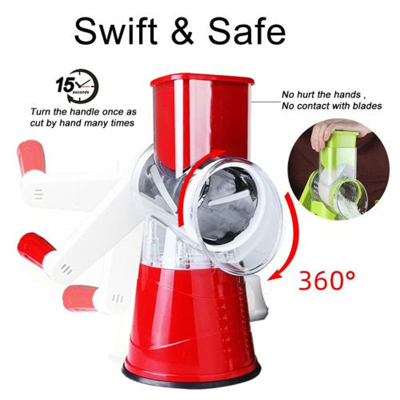 3-in-1 Rotary Vegetable Slicer & Grater