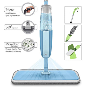 360° Spray Mop with Microfiber Pad – Hands-Free Wringing | Refillable Tank | No Bucket Needed
